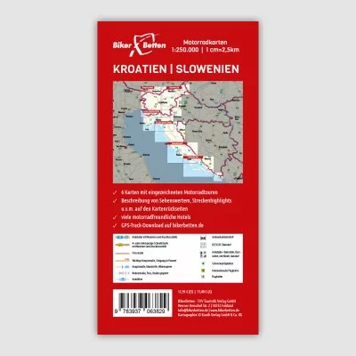 Motorradkartenset Kroatien Slowenien Blattschnitt