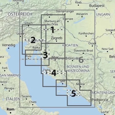 Blattschnitt Folymaps Motorradkarten Kroatien Küste & Slowenien