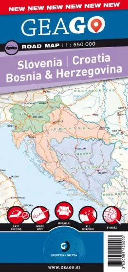 Slowenien • Kroatien • Bosnien & Herzegowina 1:550.000