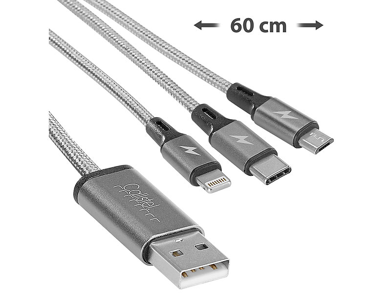 KFZ-Ladeadapter mit USB-C Ladekabel und USB Anschluss