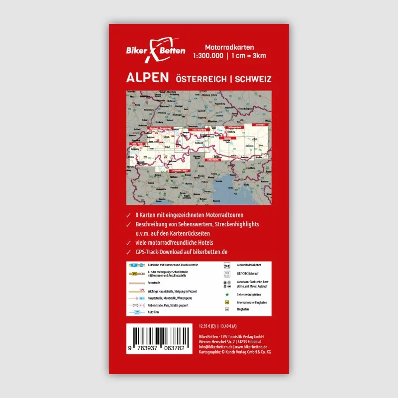 Motorradkarten-Set Alpen Blattschnitt
