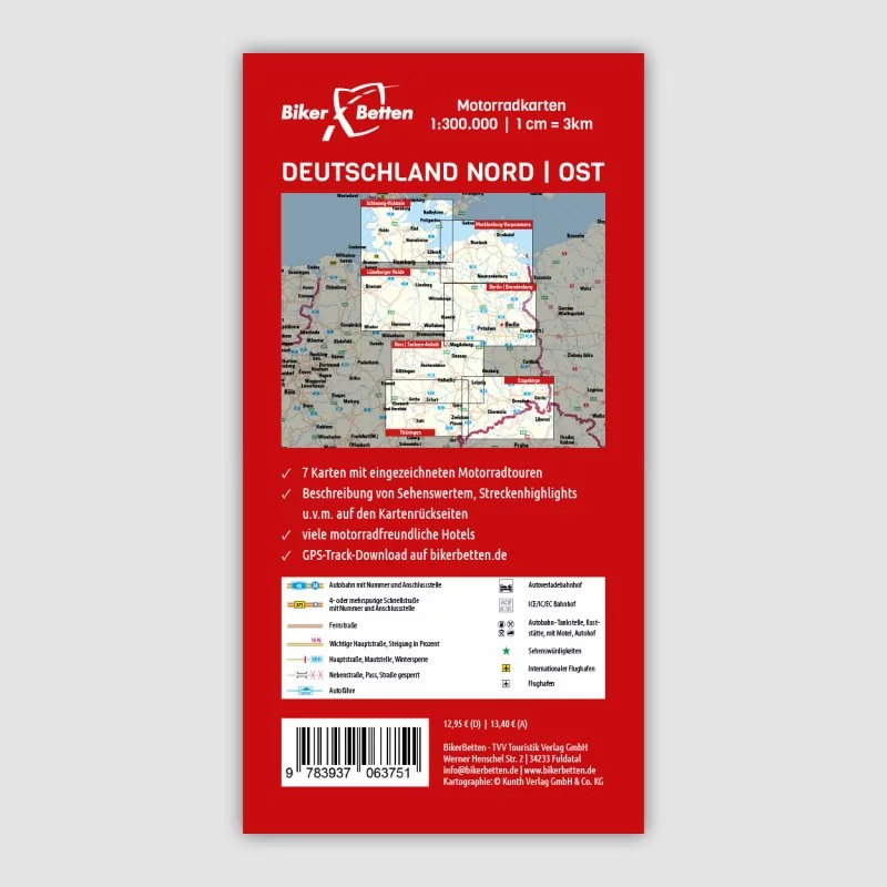 Motorradkarten-Set Deutschland Nordost Blattschnitt