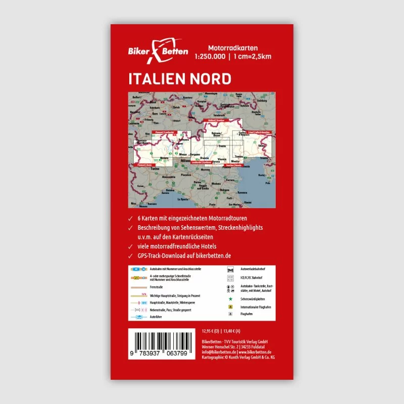 Motorradkarten-Set Italien Nord Blattschnitt