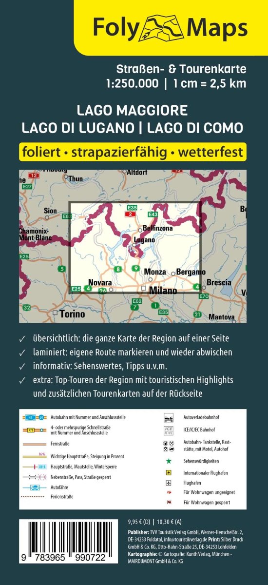 FOLYMAPS Tourenkarte Oberitalienische Seen