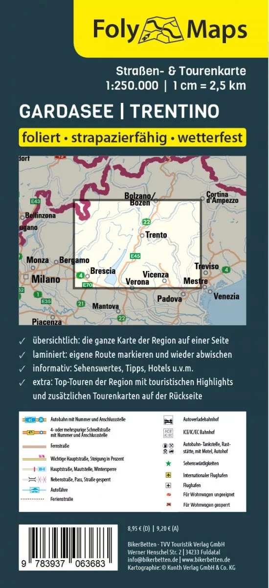 FOLYMAPS Tourenkarte Gardasee Trentino