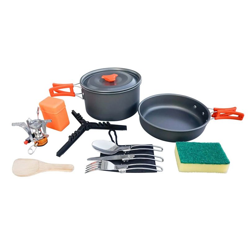 Camping-Kochset Solo-Expedition mit Gasbrenner und Besteck