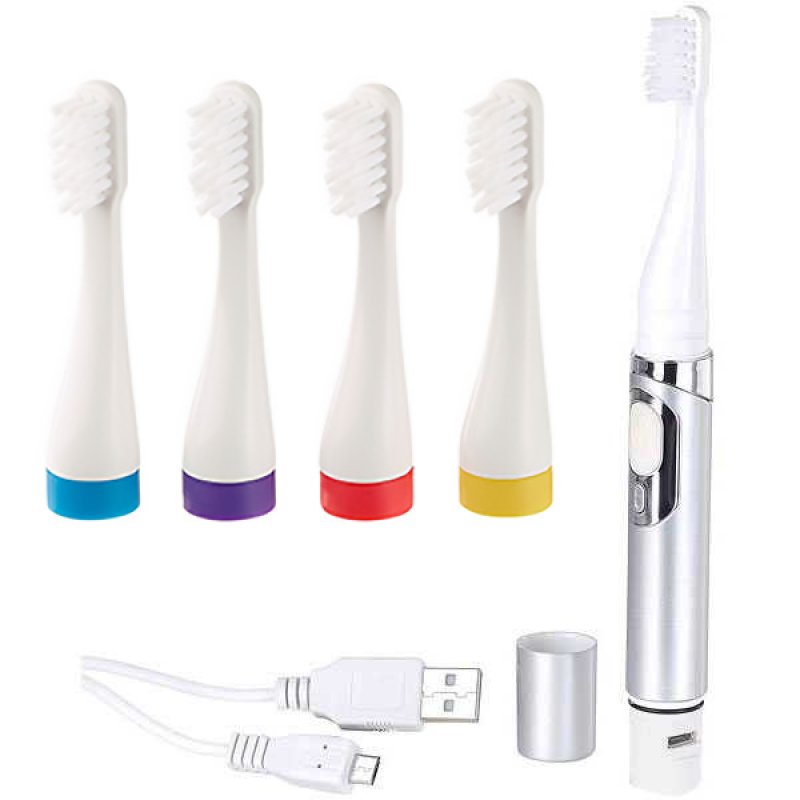 Akku-Reisezahnbürste und Ersatzbürstenköpfe