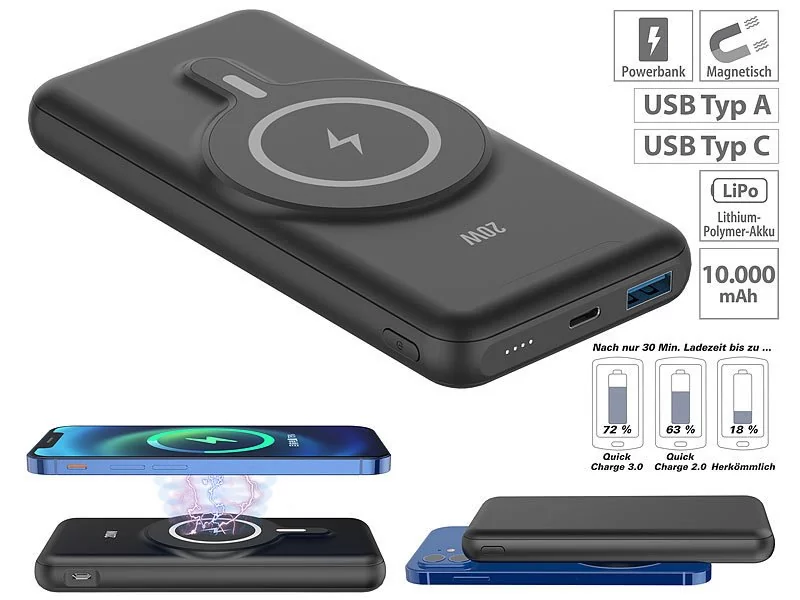 MagSafe-Powerbank 10.000 mAh Quick-Charge 3.0