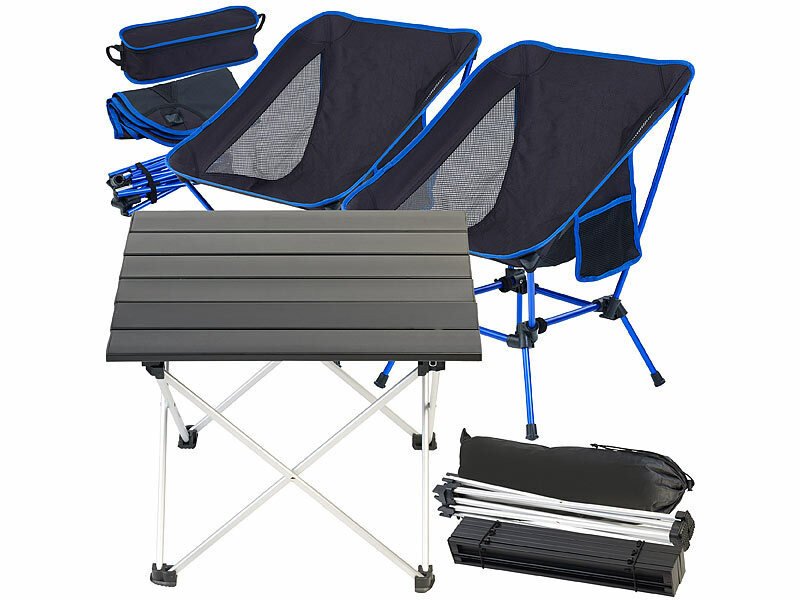 Mini-Camp-Set mit Alu-Falttisch und 2 Klappstühlen